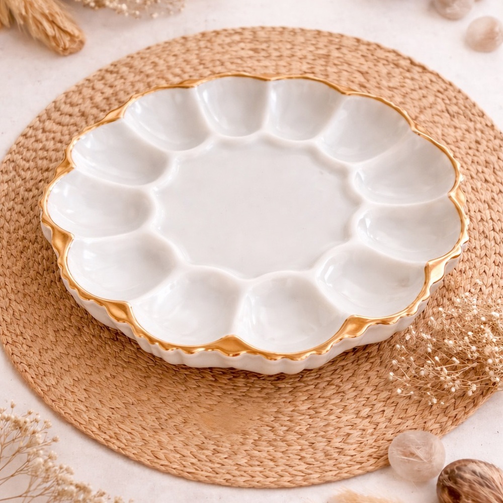 Anchor Hocking Fire King Milk‎ Glass Egg Serving Tray